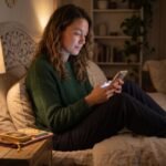 Videncia 24 horas: Respuestas reales cuando la ansiedad de madrugada te ahoga 5 Mujer aliviando su ansiedad nocturna y encontrando paz mental de madrugada gracias a una consulta íntima de videncia 24 horas con Elsa Rubio.
